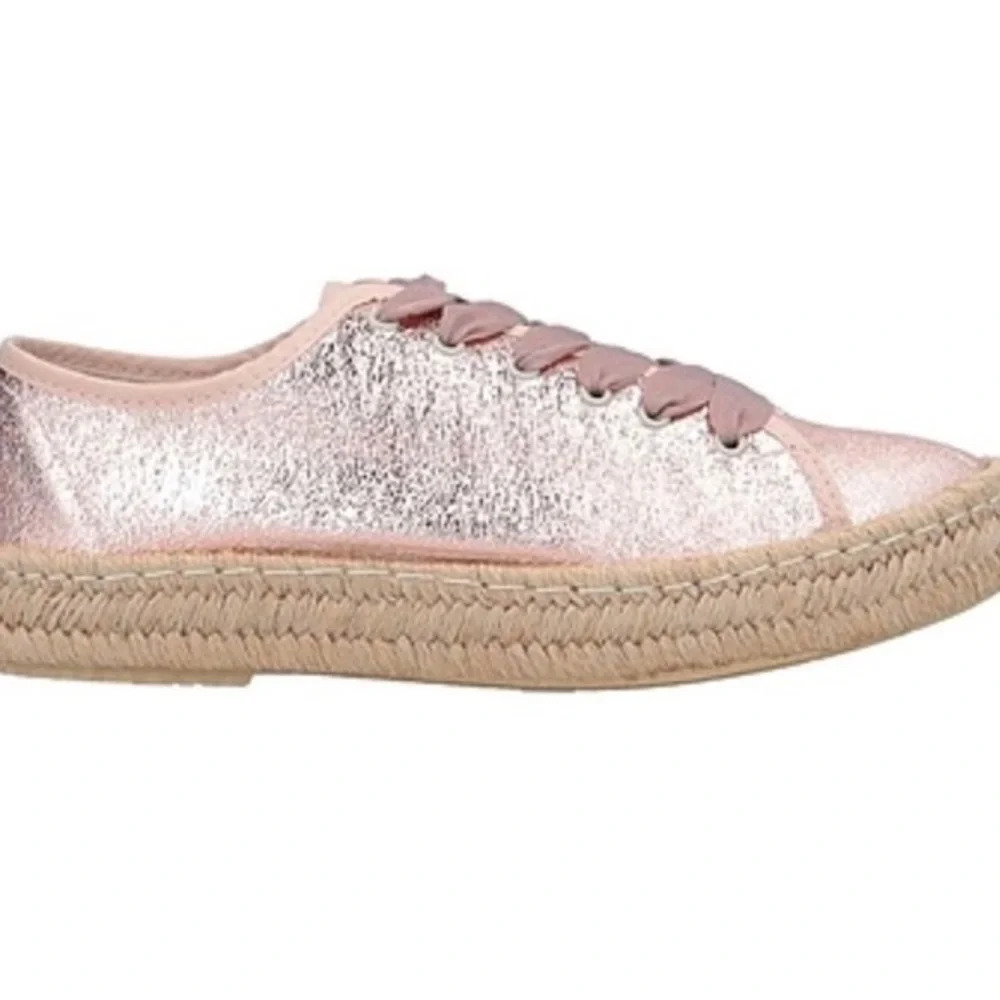 PAEZ Leather Nude Metallic Espadrilles Sneakers NWT Size 9.5 Boho Coastal
